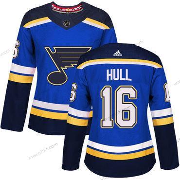 Adidas St. Louis Blues #16 Brett Hull Sininen Kotiottelu Aito Ommeltu NHL Paita – Naisten