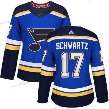 Adidas St. Louis Blues #17 Jaden Schwartz Sininen Kotiottelu Aito Ommeltu NHL Paita – Naisten