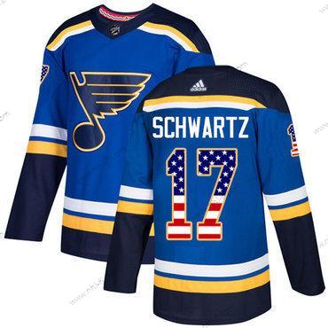 Adidas St. Louis Blues #17 Jaden Schwartz Sininen Kotiottelu Aito USA Flag Ommeltu NHL Paita – Miesten