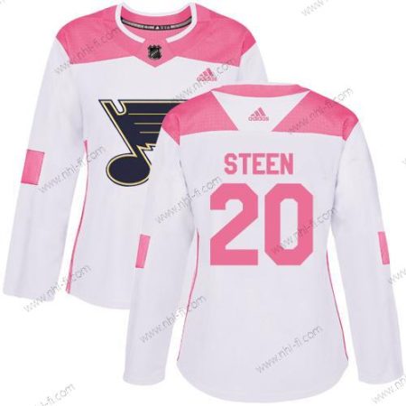 Adidas St. Louis Blues #20 Alexander Steen Valkoinen Pinkki Aito Ommeltu NHL Paita – Naisten