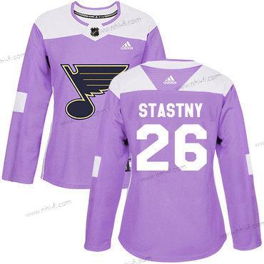 Adidas St. Louis Blues #26 Paul Stastny Violetti Aito Taistelee syöpää vastaan Ommeltu NHL Paita – Naisten