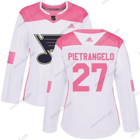 Adidas St. Louis Blues #27 Alex Pietrangelo Valkoinen Pinkki Aito Ommeltu NHL Paita – Naisten