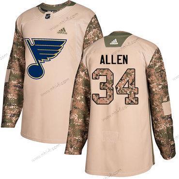 Adidas St. Louis Blues #34 Jake Allen Maastokuvio Aito 2017 Veterans Day Ommeltu NHL Paita – Miesten