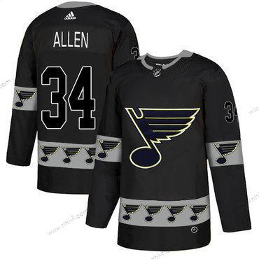 Adidas St. Louis Blues #34 Jake Allen Musta Maajoukkue Logos Paita – Miesten