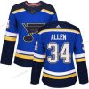 Adidas St. Louis Blues #34 Jake Allen Sininen Kotiottelu Aito Ommeltu NHL Paita – Naisten