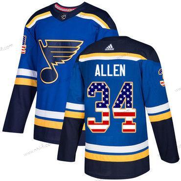 Adidas St. Louis Blues #34 Jake Allen Sininen Kotiottelu Aito USA Flag Ommeltu NHL Paita – Miesten