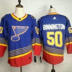 Adidas St. Louis Blues #50 Jordan Binnington Sininen Ommeltu NHL Retro Paita – Miesten