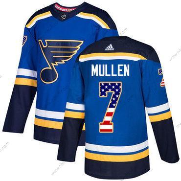 Adidas St. Louis Blues #7 Joe Mullen Sininen Kotiottelu Aito USA Flag Ommeltu NHL Paita – Miesten