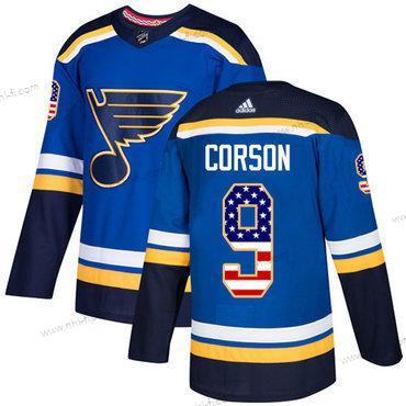 Adidas St. Louis Blues #9 Shayne Corson Sininen Kotiottelu Aito USA Flag Ommeltu NHL Paita – Miesten