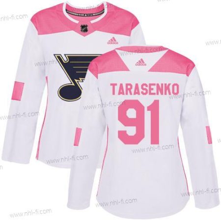 Adidas St. Louis Blues #91 Vladimir Tarasenko Valkoinen Pinkki Aito Ommeltu NHL Paita – Naisten