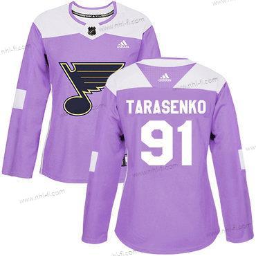 Adidas St. Louis Blues #91 Vladimir Tarasenko Violetti Aito Taistelee syöpää vastaan Ommeltu NHL Paita – Naisten