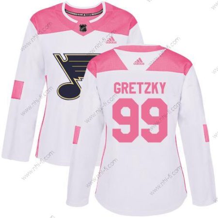 Adidas St. Louis Blues #99 Wayne Gretzky Valkoinen Pinkki Aito Ommeltu NHL Paita – Naisten