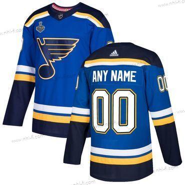 Adidas St. Louis Blues Räätälöidyt Sininen Musta Aito Kotiottelu NHL Paita With 2019 Stanley Cup Finals Patch – Miesten