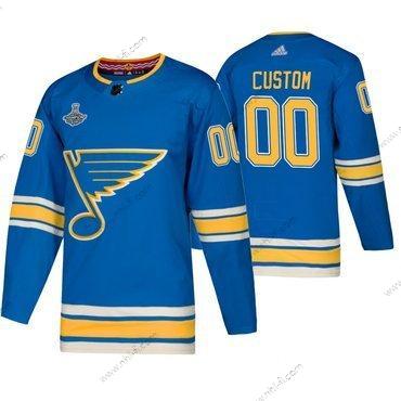 Adidas St. Louis Blues Räätälöidyt Sininen Vaihtopaita 2019 Stanley Cup Champions Paita