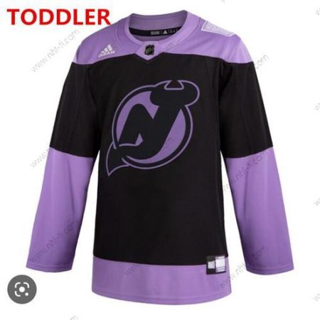 Adidas Taapero New Jersey Devils Räätälöidyt Musta Jääkiekko Taistelee syöpää vastaan Harjoitus Paita