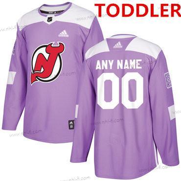 Adidas Taapero New Jersey Devils Räätälöidyt Violetti Pinkki Jääkiekko Taistelee syöpää vastaan Harjoitus Paita