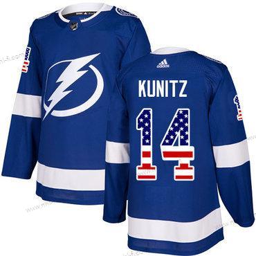 Adidas Tampa Bay Lightning #14 Chris Kunitz Sininen Kotiottelu Aito USA Flag Ommeltu NHL Paita – Miesten