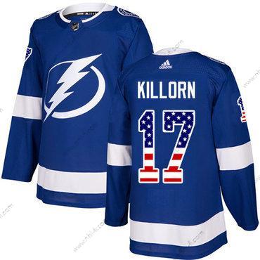 Adidas Tampa Bay Lightning #17 Alex Killorn Sininen Kotiottelu Aito USA Flag Ommeltu NHL Paita – Miesten