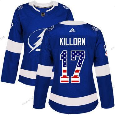 Adidas Tampa Bay Lightning #17 Alex Killorn Sininen Kotiottelu Aito USA Flag Ommeltu NHL Paita – Naisten