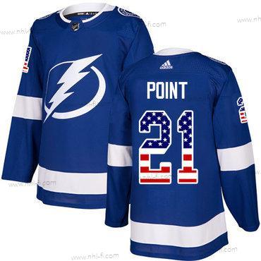 Adidas Tampa Bay Lightning #21 Brayden Point Sininen Kotiottelu Aito USA Flag Ommeltu NHL Paita – Miesten