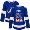 Adidas Tampa Bay Lightning #21 Brayden Point Sininen Kotiottelu Aito USA Flag Ommeltu NHL Paita – Naisten