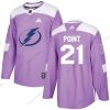 Adidas Tampa Bay Lightning #21 Brayden Point Violetti Aito Taistelee syöpää vastaan Ommeltu NHL Paita – Miesten