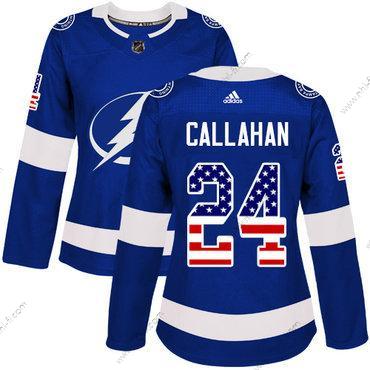 Adidas Tampa Bay Lightning #24 Ryan Callahan Sininen Kotiottelu Aito USA Flag Ommeltu NHL Paita – Naisten