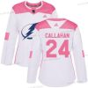 Adidas Tampa Bay Lightning #24 Ryan Callahan Valkoinen Pinkki Aito Ommeltu NHL Paita – Naisten