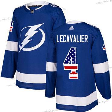 Adidas Tampa Bay Lightning #4 Vincent Lecavalier Sininen Kotiottelu Aito USA Flag Ommeltu NHL Paita – Miesten