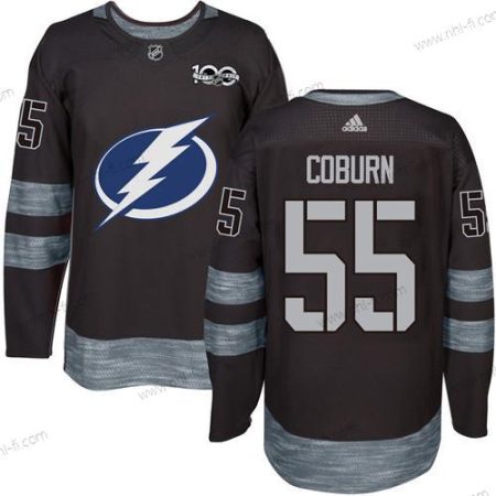 Adidas Tampa Bay Lightning #55 Braydon Coburn Musta 1917-2017 100th Vuosipäivä Ommeltu NHL Paita – Miesten