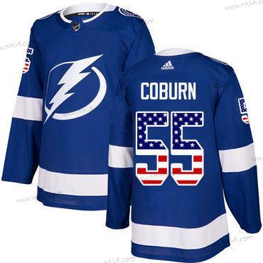 Adidas Tampa Bay Lightning #55 Braydon Coburn Sininen Kotiottelu Aito USA Flag Ommeltu NHL Paita – Miesten