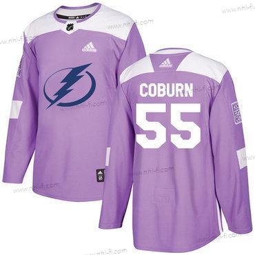 Adidas Tampa Bay Lightning #55 Braydon Coburn Violetti Aito Taistelee syöpää vastaan Ommeltu NHL Paita – Miesten