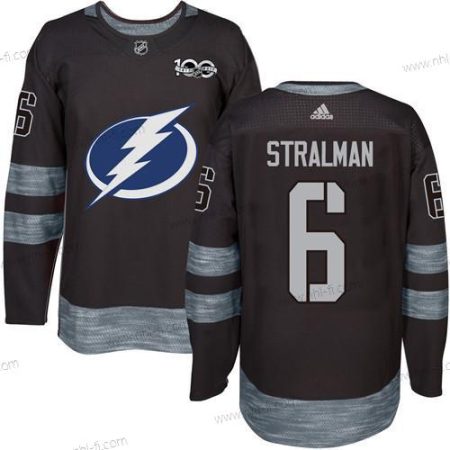 Adidas Tampa Bay Lightning #6 Anton Stralman Musta 1917-2017 100th Vuosipäivä Ommeltu NHL Paita – Miesten