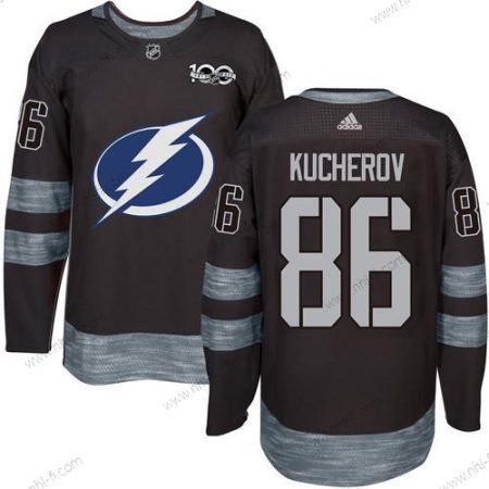 Adidas Tampa Bay Lightning #86 Nikita Kucherov Musta 1917-2017 100th Vuosipäivä Ommeltu NHL Paita – Miesten