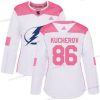 Adidas Tampa Bay Lightning #86 Nikita Kucherov Valkoinen Pinkki Aito Ommeltu NHL Paita – Naisten