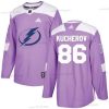 Adidas Tampa Bay Lightning #86 Nikita Kucherov Violetti Aito Taistelee syöpää vastaan Ommeltu NHL Paita – Miesten