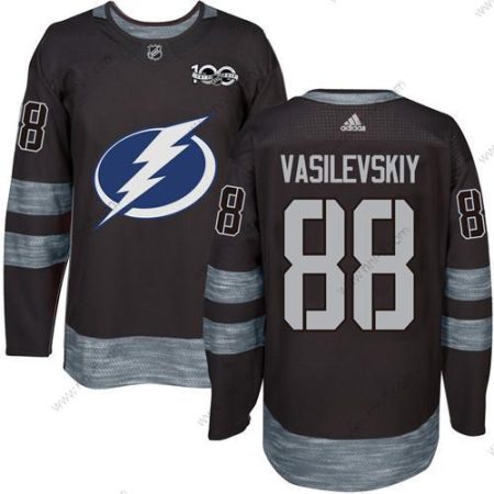 Adidas Tampa Bay Lightning #88 Andrei Vasilevskiy Musta 1917-2017 100th Vuosipäivä Ommeltu NHL Paita – Miesten