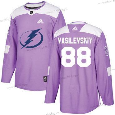 Adidas Tampa Bay Lightning #88 Andrei Vasilevskiy Violetti Aito Taistelee syöpää vastaan Ommeltu NHL Paita – Miesten