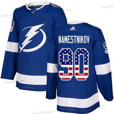 Adidas Tampa Bay Lightning #90 Vladislav Namestnikov Sininen Kotiottelu Aito USA Flag Ommeltu NHL Paita – Miesten