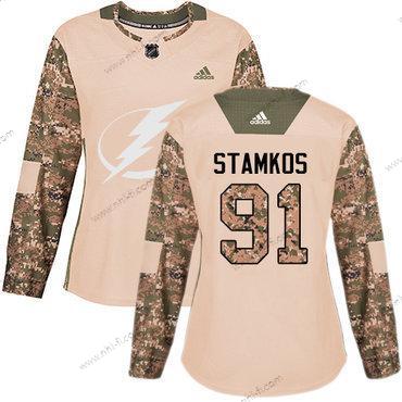 Adidas Tampa Bay Lightning #91 Steven Stamkos Maastokuvio Aito 2017 Veterans Day Ommeltu NHL Paita – Naisten