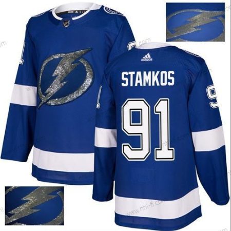 Adidas Tampa Bay Lightning #91 Steven Stamkos Sininen Kotiottelu Aito Kulta Ommeltu NHL Paita – Miesten