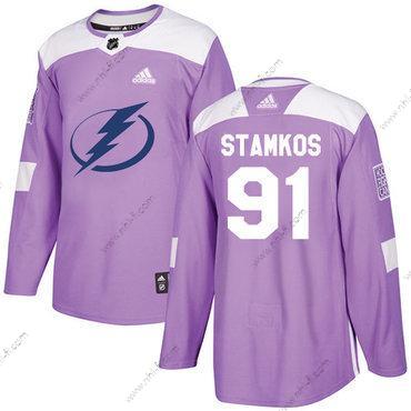 Adidas Tampa Bay Lightning #91 Steven Stamkos Violetti Aito Taistelee syöpää vastaan Ommeltu NHL Paita – Miesten