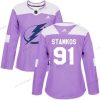 Adidas Tampa Bay Lightning #91 Steven Stamkos Violetti Aito Taistelee syöpää vastaan Ommeltu NHL Paita – Naisten