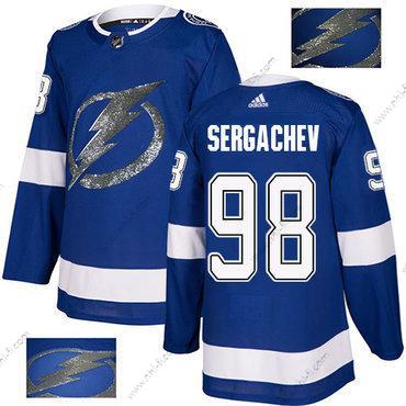 Adidas Tampa Bay Lightning #98 Mikhail Sergachev Sininen Kotiottelu Aito Kulta Ommeltu NHL Paita – Miesten