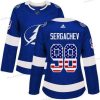 Adidas Tampa Bay Lightning #98 Mikhail Sergachev Sininen Kotiottelu Aito USA Flag Ommeltu NHL Paita – Naisten