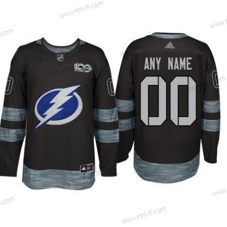 Adidas Tampa Bay Lightning Räätälöidyt Musta 1917-2017 100th Vuosipäivä Ommeltu NHL Paita