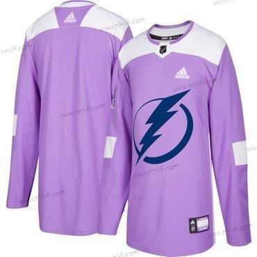 Adidas Tampa Bay Lightning Räätälöidyt Violetti Pinkki Jääkiekko Taistelee syöpää vastaan Harjoitus Paita – Miesten