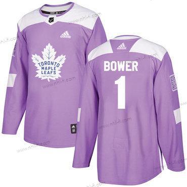 Adidas Toronto Maple Leafs #1 Johnny Bower Violetti Aito Taistelee syöpää vastaan Ommeltu NHL Paita – Miesten