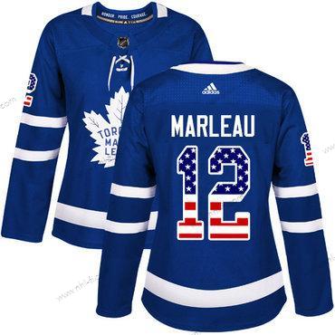 Adidas Toronto Maple Leafs #12 Patrick Marleau Sininen Kotiottelu Aito USA Flag Ommeltu NHL Paita – Naisten