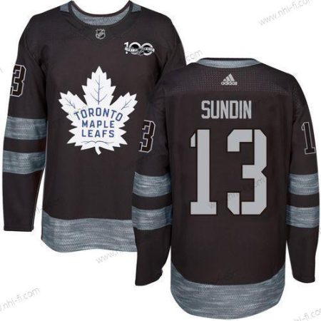 Adidas Toronto Maple Leafs #13 Mats Sundin Musta 100th Vuosipäivä Ommeltu NHL 2017 Jääkiekko Paita – Miesten